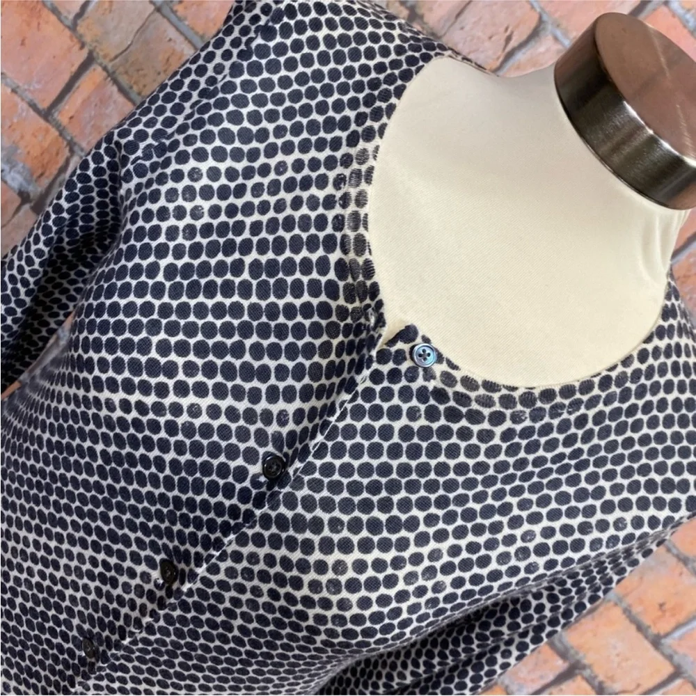 J. Crew Gray and White Polka Dot Merino Wool Cardigan‎ Sweater